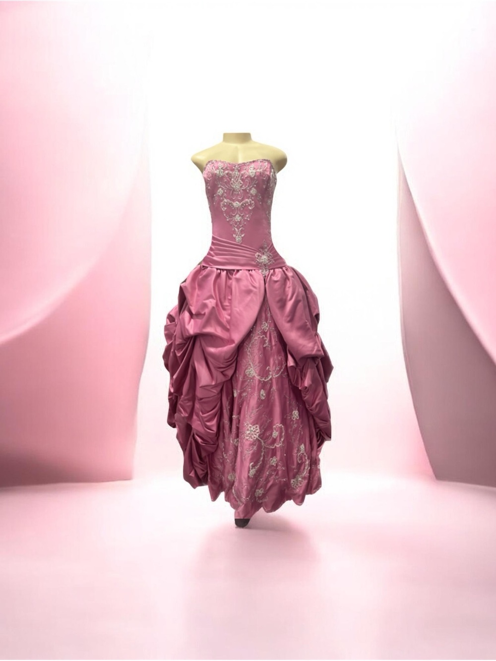 NWT Strapless Pink Embellished Quinceañera Prom BallGown